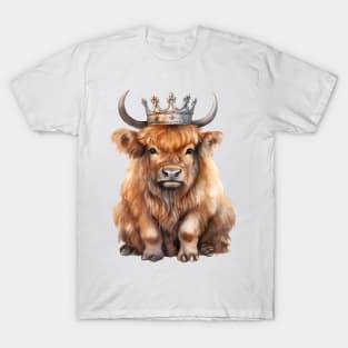 Watercolor American Bison Wearing a Crown T-Shirt